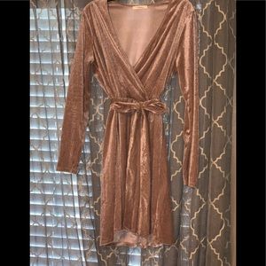 Andree by Unit Mauve/Gold Glitter Velvet Dress